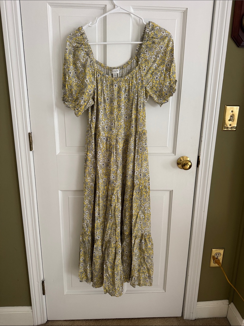 J. Crew Yellow Floral Off-Shoulder Maxi Dress